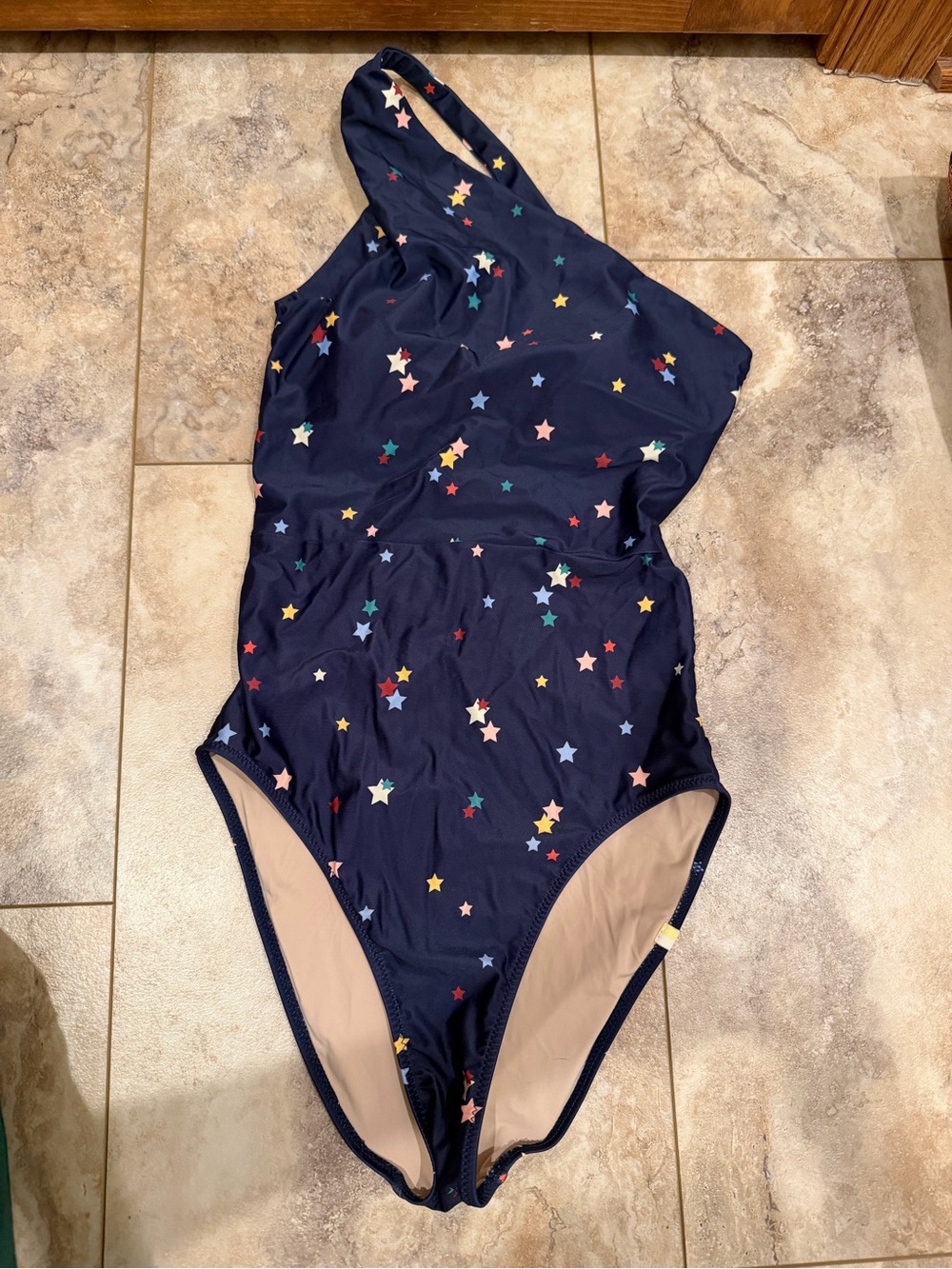 summersalt Navy One-Shoulder Star Print One-Piece Swimsuit